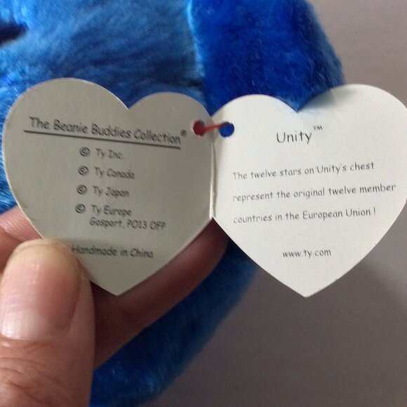 Ty Beanie Buddy "Unity"  Blue Bear NWT Excellent Condition - Picture 7 of 8